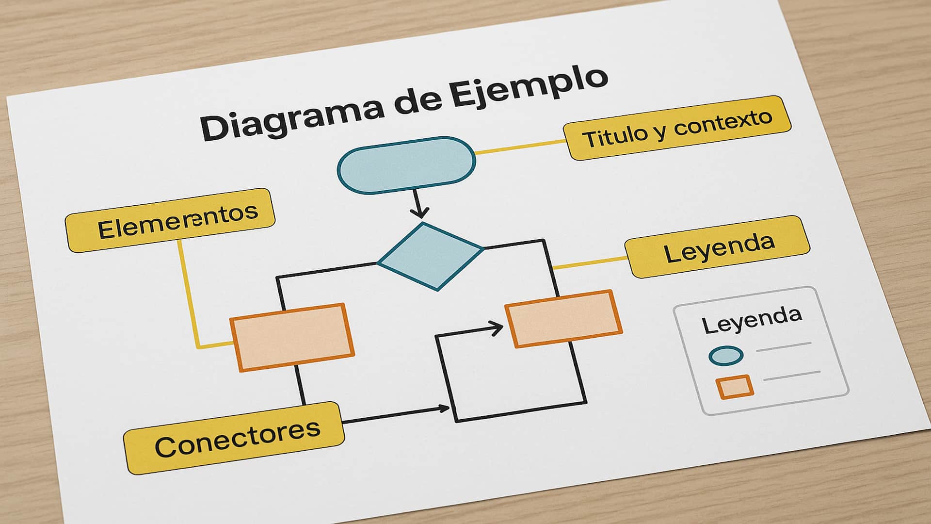 Partes de un diagrama señaladas con etiquetas descriptivas