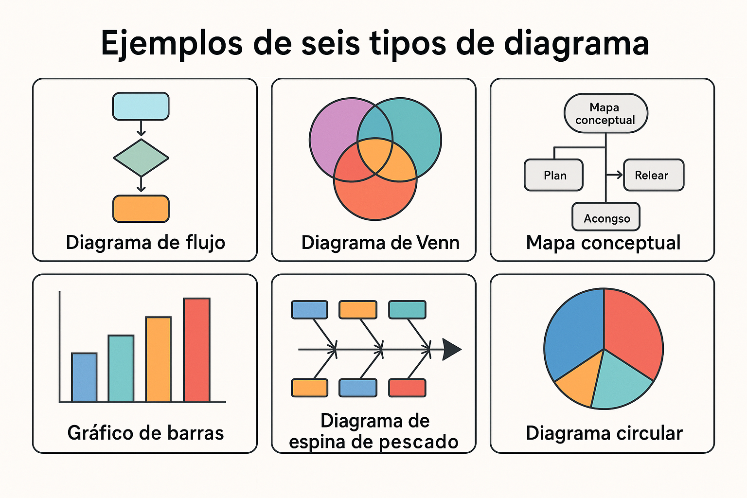Ejemplos de siete tipos de diagrama